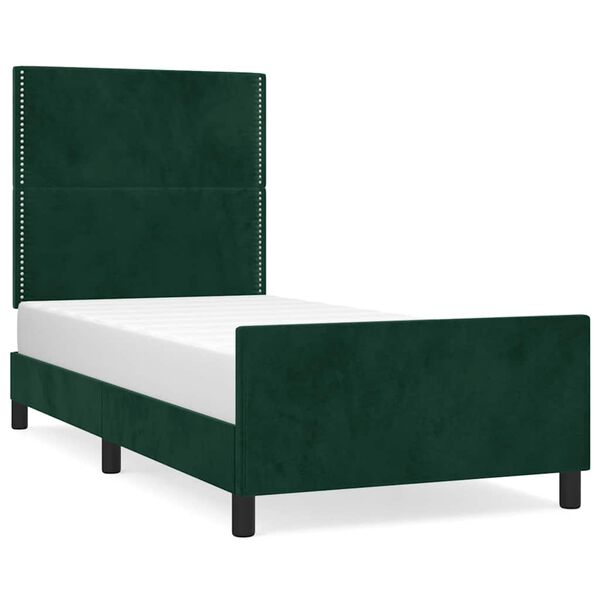 vidaXL Estrutura de cama sem colch&atilde;o 100x200 cm veludo verde-escuro