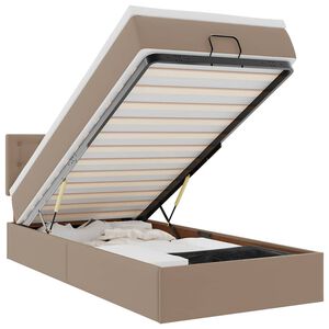 moldura de cama otomano vidaXL com colch&atilde;o cappucino couro falso