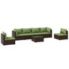 vidaXL 7 pcs conjunto lounge de jardim c/ almofad&otilde;es vime PE castanho