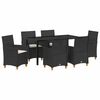 vidaXL Conjunto de Jantar para Jardim 7 unid. Preto vime PE