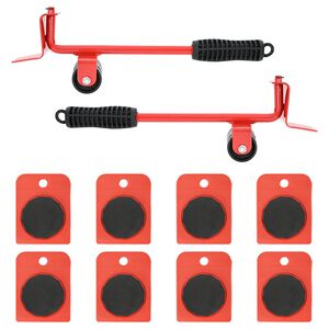 vidaXL Rodízios para móveis 8 peças com elevadores vermelho 9,8x7,5x3 cm 150 kg