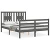 vidaXL Estrutura de cama com cabeceira 140x200 cm madeira maci&ccedil;a cinza