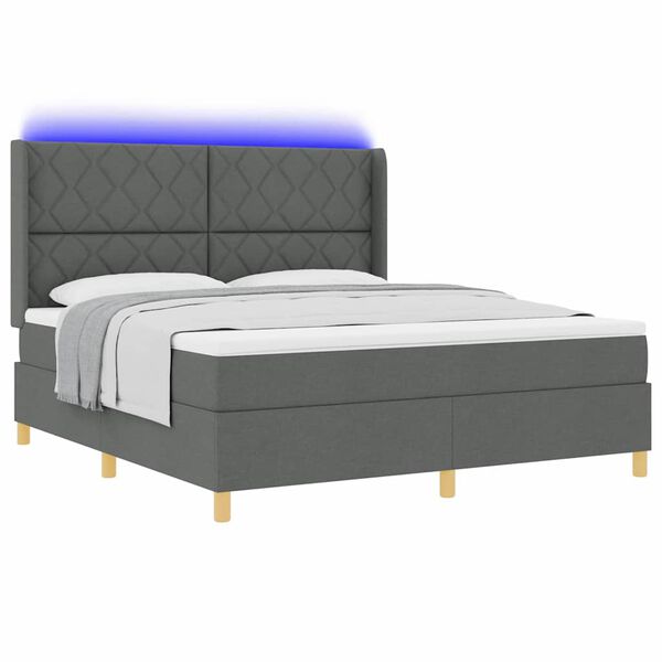 vidaXL Cama Box com colch&atilde;o Cinzeto 180 x 200 cm tecido
