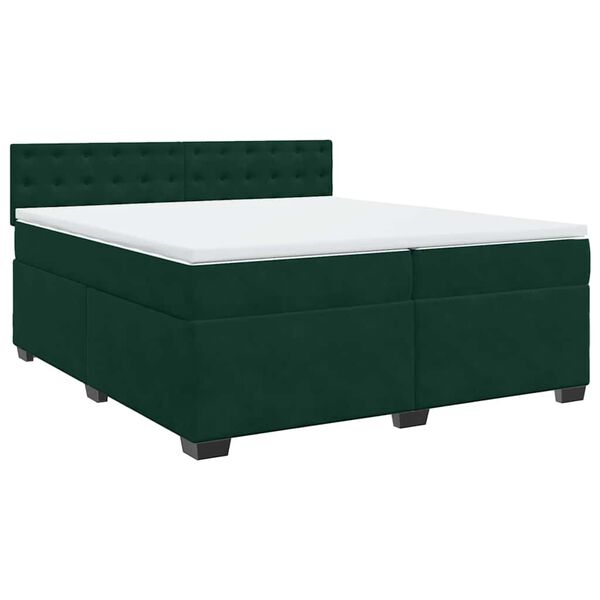 vidaXL Cama com molas/colch&atilde;o 200x200 cm veludo verde-escuro