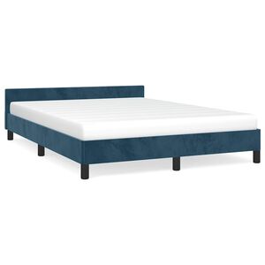vidaXL Estrutura de cama sem colch&atilde;o 140x190 cm veludo azul-escuro