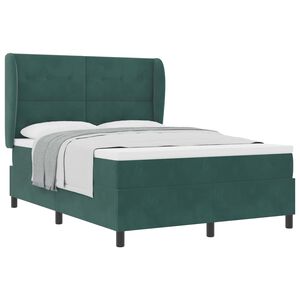vidaXL Cama Box com colch&atilde;o Verde Escuro 190 x 140 cm Poli&eacute;ster