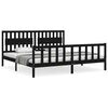 vidaXL Estrutura de cama com cabeceira 200x200 cm madeira maci&ccedil;a preto
