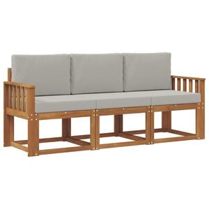 vidaXL Conjunto de Sof&aacute;s para Exterior 3 pcs Cinza Natural e Claro