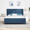 vidaXL Cama Box com colch&atilde;o com cabeceira Azul 180 x 200 cm tecido