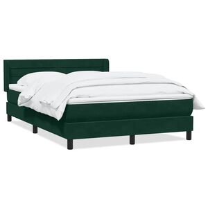 vidaXL Cama box spring com colch&atilde;o 160x210 cm veludo verde escuro