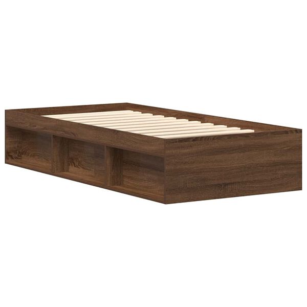 vidaXL Estrutura de cama solteiro 75x190 cm carvalho castanho