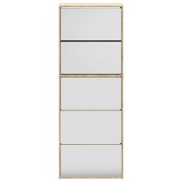 vidaXL Sapateira 5 divis&oacute;rias com espelho 63x17x169,5 cm carvalho