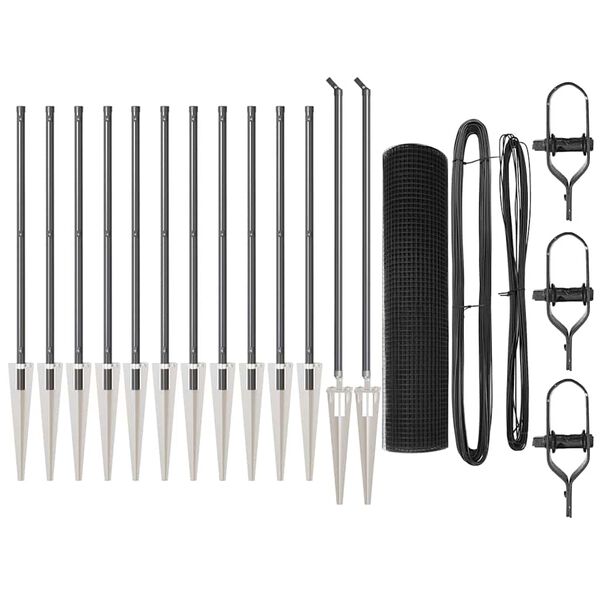 vidaXL Poste de Cerca Cinzeto 25 x 0,4 m (malha de 19 x 19 mm)