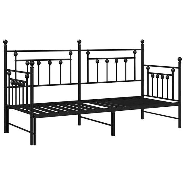 vidaXL Estrutura de cama de dia com cabeceira Preto 75 x 190 cm Aço