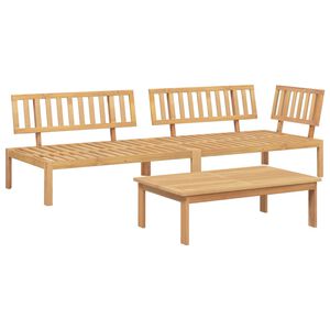 vidaXL 3 pcs conjunto de m&oacute;veis de paletes p/ jardim ac&aacute;cia maci&ccedil;a