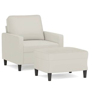 vidaXL Poltrona com apoio de p&eacute;s 60 cm veludo cor creme