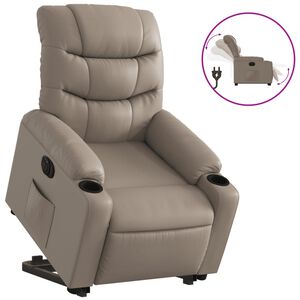 vidaXL Poltrona reclin&aacute;vel elevat&oacute;ria el&eacute;trica couro artif. cappuccino