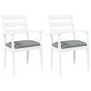 vidaXL Cadeiras de jantar com almofad&otilde;es 2 pcs madeira maci&ccedil;a branco