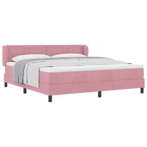 vidaXL Cama Box com cabeceira Rosa 180 x 200 cm Veludo