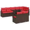 vidaXL Conjunto de Sof&aacute; de Jardim 9 unid. Castanho Rattan Sint&eacute;tico