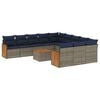 vidaXL Conjunto de sof&aacute; de jardim com 12 pe&ccedil;as e almofadas em rattan sint&eacute;tico cinza