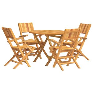 vidaXL 5 pcs conjunto de jantar p/ jardim madeira de teca maci&ccedil;a