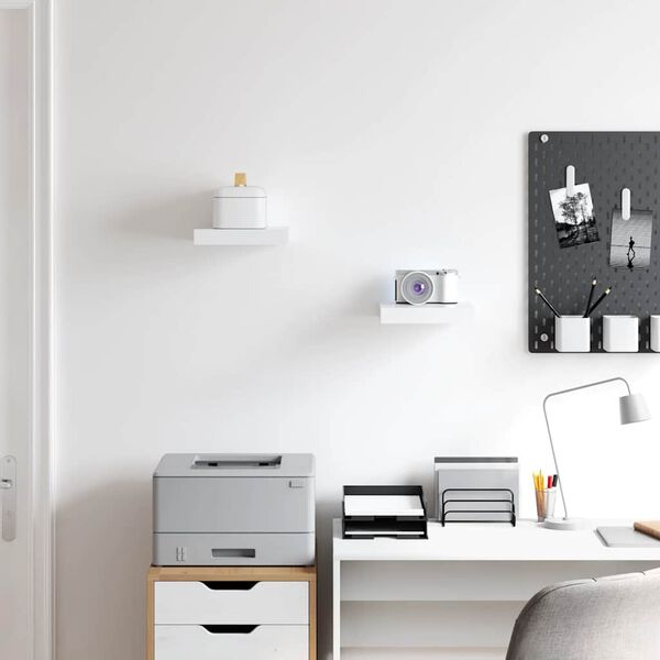 vidaXL Prateleiras de parede suspensas 2 pcs 23x23,5x3,8cm MDF branco