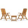 vidaXL 3 pcs conjunto lounge de jardim madeira de teca maci&ccedil;a