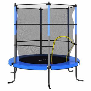 vidaXL Trampolim com rede de seguran&ccedil;a redondo 140x160 cm azul