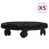 vidaXL Carrinhos de plantas c/ rodas 5 pcs di&acirc;metro 30 cm 170 kg preto