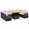 vidaXL 10 pcs conjunto sof&aacute;s de jardim c/ almofad&otilde;es vime PE preto
