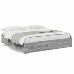 vidaXL Estrutura de cama c/ gavetas derivados madeira cinza sonoma