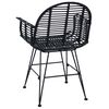 vidaXL Cadeira de jantar 2 pcs Preto 44 x 44 x 74 cm Rattan e Ferro