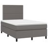 vidaXL Cama box spring c/ colch&atilde;o/LED 120x190cm couro artificial cinza