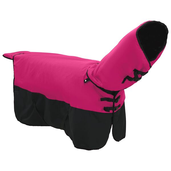 vidaXL Cobertor de Cavalo Rosa e Preto 105 cm Poli&eacute;ster