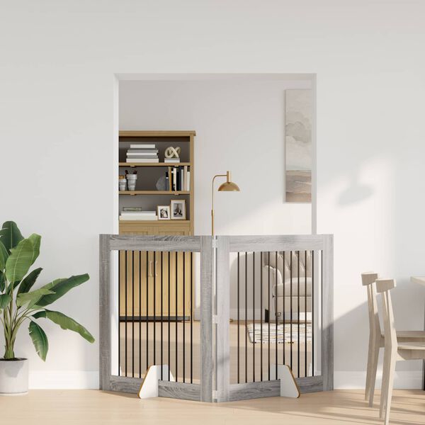 vidaXL Cercado para Cachorros Manual 2 pcs Sonoma cinza 100 x 100 cm