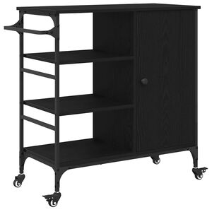 vidaXL Carrinho de Cozinha Carvalho Preto 87,5 x 39 x 84,5 cm
