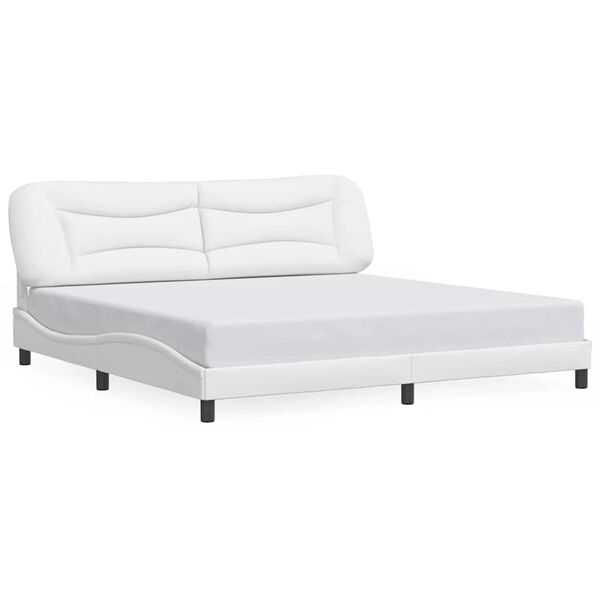 vidaXL Estrutura de cama sem colch&atilde;o Hvar couro artificial 200x200 cm branco
