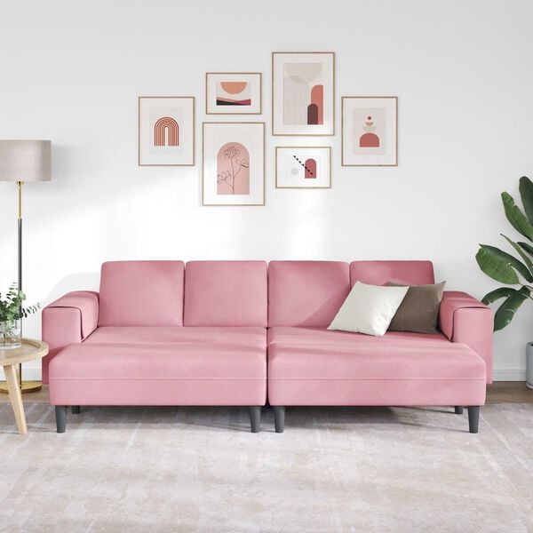 vidaXL Sof&aacute; de Sala de Estar 3 pcs Rosa