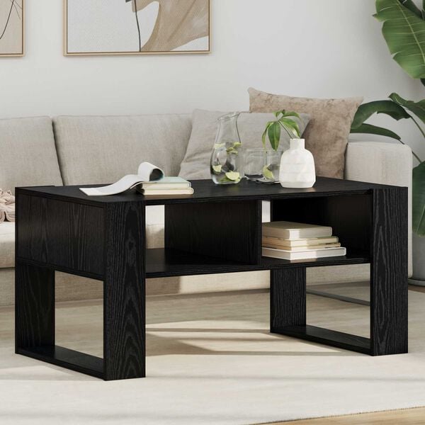 vidaXL Mesa de centro com armazenamento Carvalho Preto 92 x 53 x 45 cm