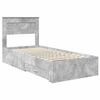vidaXL Estrutura da Cama com gaveta Cinza Concreto e Prata 75 x 190 cm