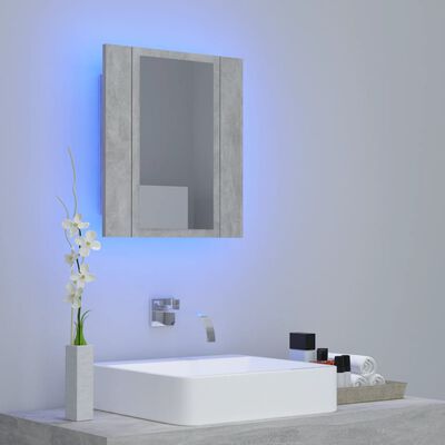 vidaXL Armário espelhado casa de banho LED acrílico cinza cimento