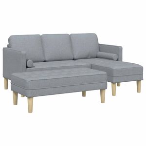 vidaXL Conjunto de Sof&aacute;s 2 unid. Cinzento-claro Poli&eacute;ster