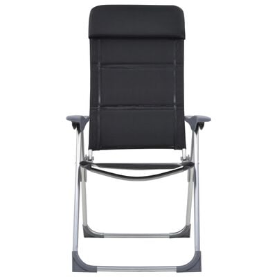 vidaXL Cadeiras de campismo 2 pcs 58x69x111 cm alumínio preto