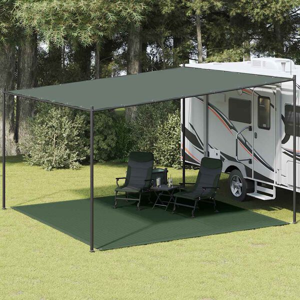 vidaXL Tapete de campismo para tenda PEAD 400x400 cm verde-escuro