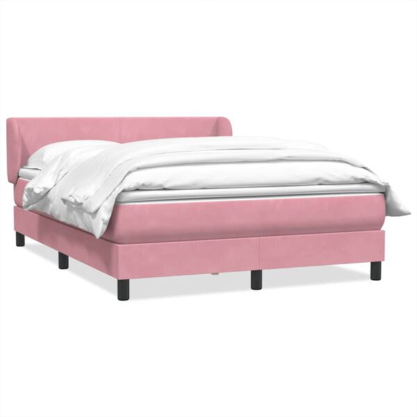 vidaXL Cama box spring com colch&atilde;o 160x210 cm veludo rosa
