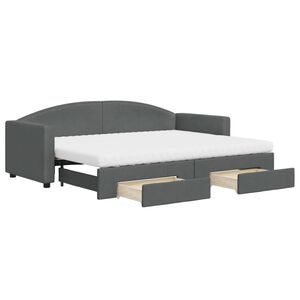 vidaXL Sof&aacute;-cama c/ gavet&atilde;o e gavetas 80x200 cm tecido cinzento-escuro