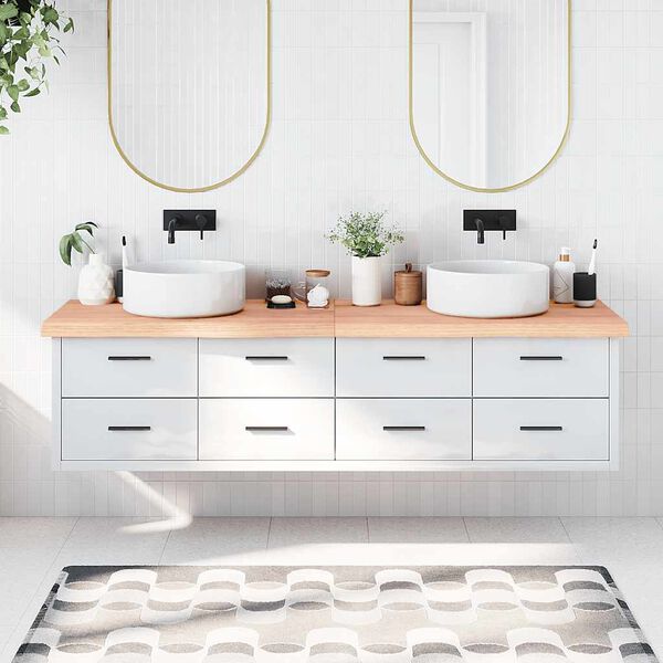 vidaXL Bancada p/ WC 200x60x(2-6) cm madeira maci&ccedil;a tratada castanho