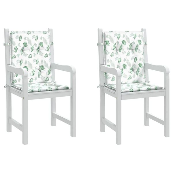 vidaXL Almofad&otilde;es cadeira de encosto baixo 2 pcs tecido padr&atilde;o folhas