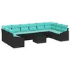 vidaXL Conjunto de Sof&aacute;s com almofada 11 pcs Preto vime PE